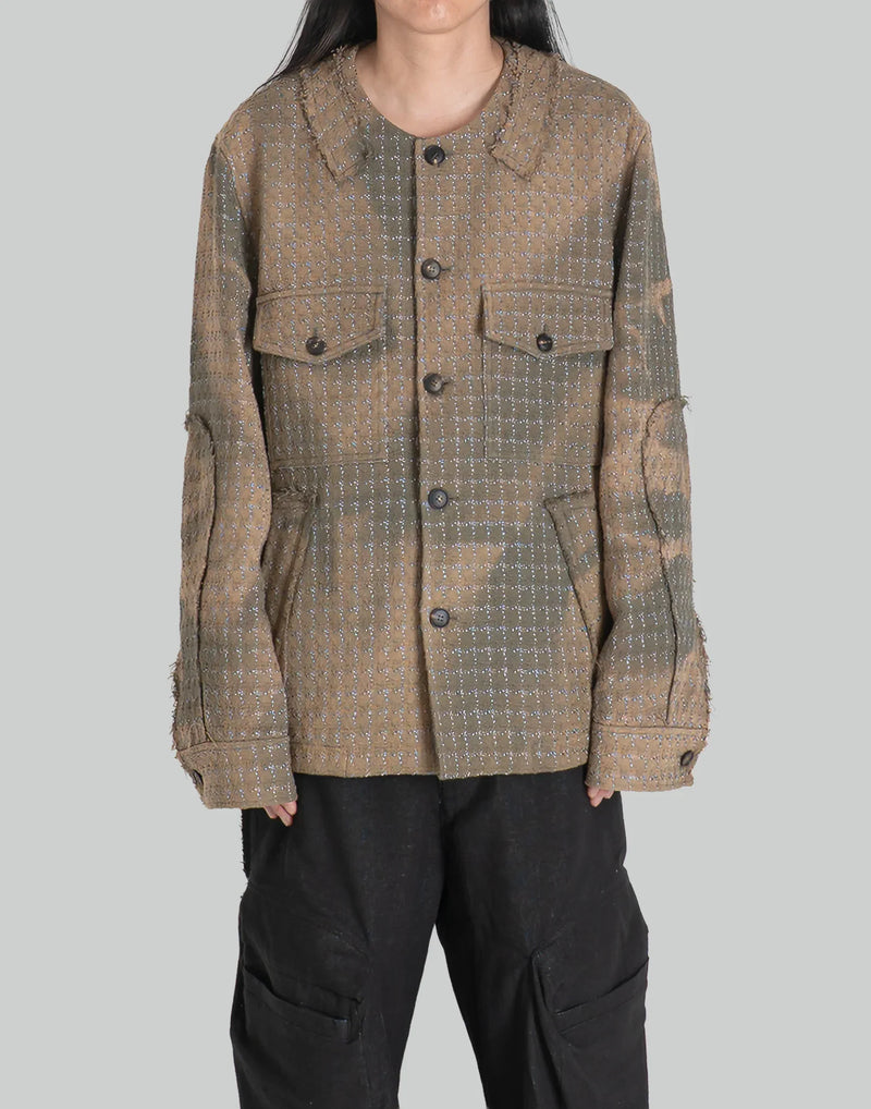 JiyongKim - SUN-BLEACHED COLLARLESS TWEED JACKET - 082plus
