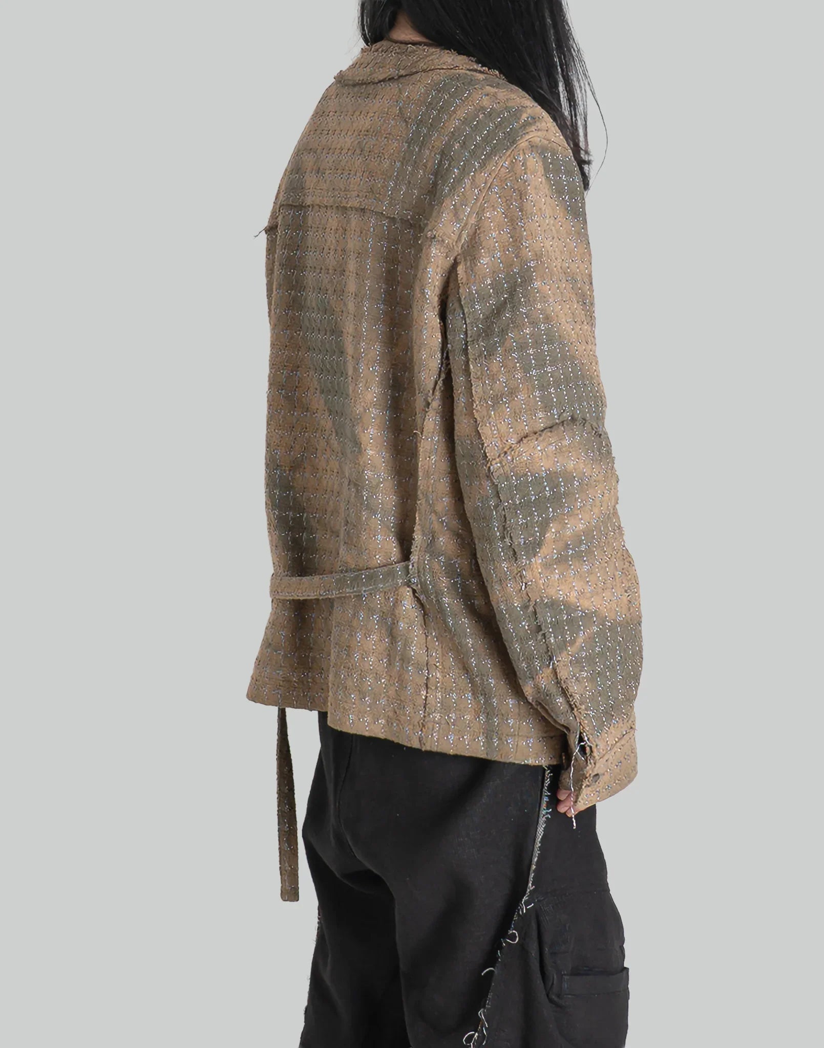 JiyongKim - SUN-BLEACHED COLLARLESS TWEED JACKET - 082plus