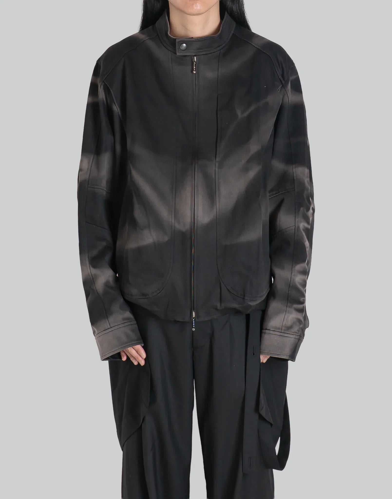 JiyongKim - SUN-BLEACHED PLEATED BIKER JACKET - 082plus