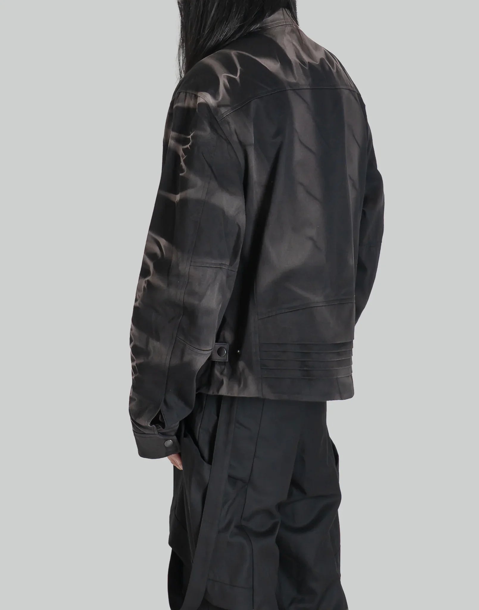 JiyongKim - SUN-BLEACHED PLEATED BIKER JACKET - 082plus