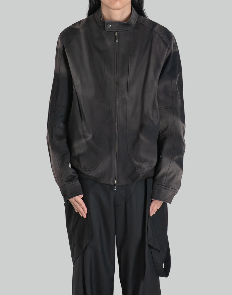 JiyongKim - SUN-BLEACHED PLEATED BIKER JACKET - 082plus