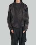 SUN-BLEACHED PLEATED BIKER JACKET
