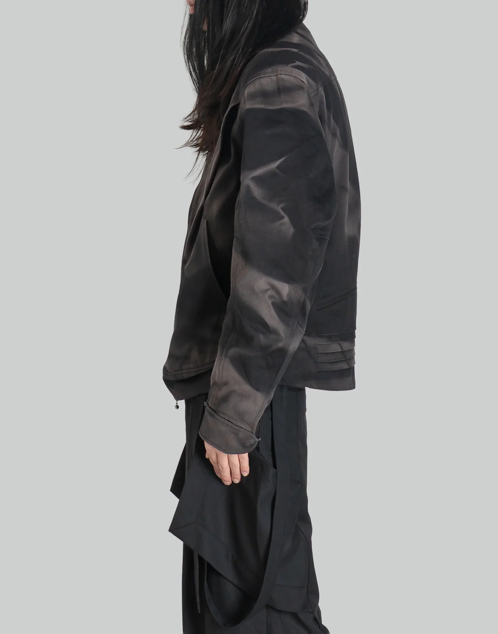 JiyongKim - SUN-BLEACHED PLEATED BIKER JACKET - 082plus