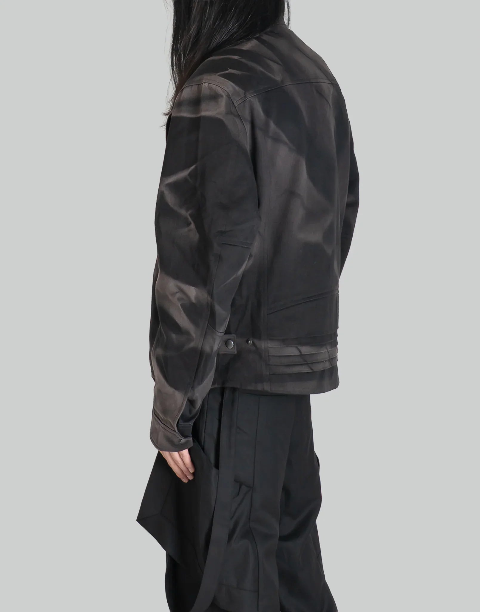 JiyongKim - SUN-BLEACHED PLEATED BIKER JACKET - 082plus