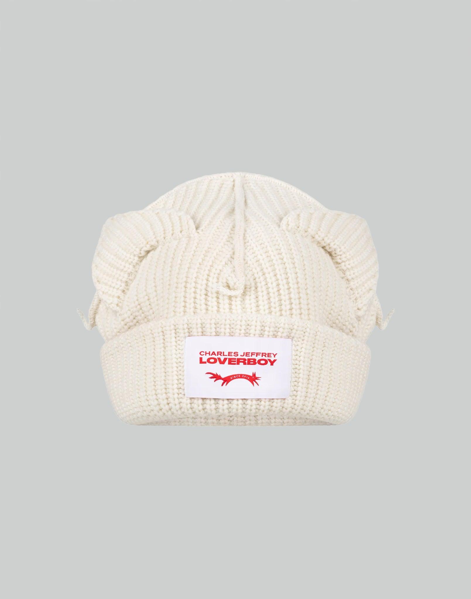 ラバーボーイ　CHUNKY EARS BEANIE / ECRU SUPERSIZED CHUNKY EARS BEANIE in BLACK