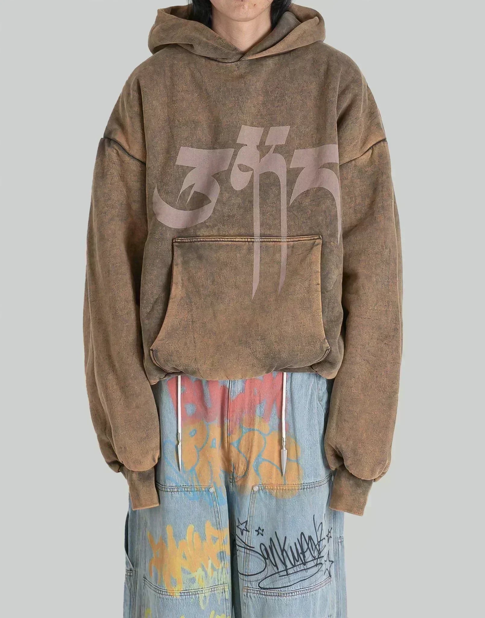 SANKUANZ - WASHED LOGO POCKET HOODIE - 082plus