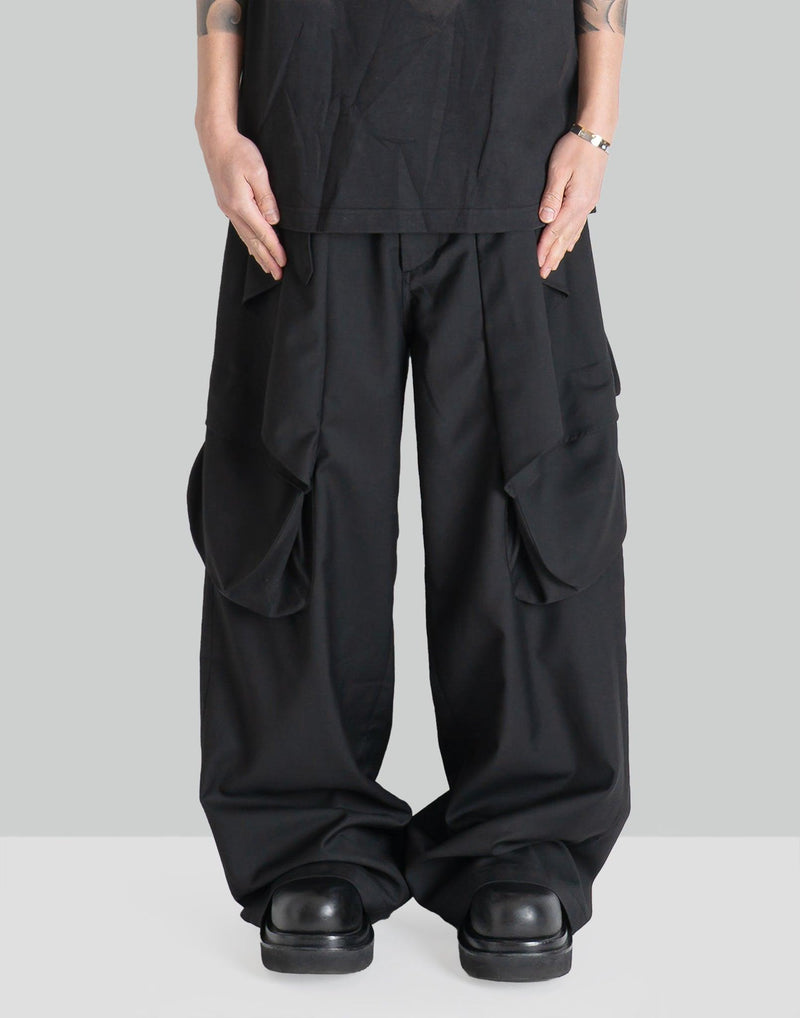 JiyongKim - WIDE LEG BELTED DRAPE TROUSERS - 082plus