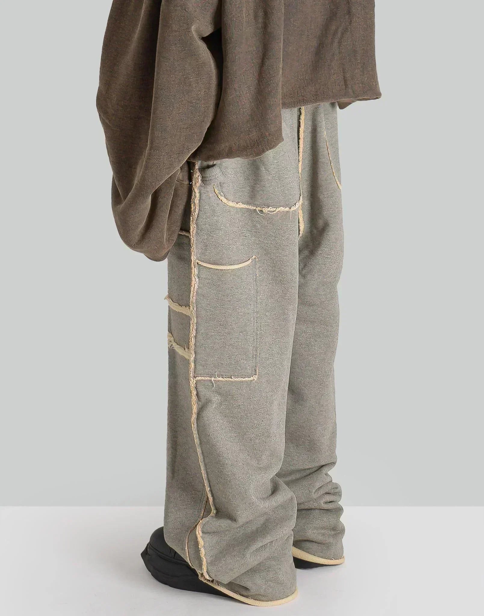 SANKUANZ - WIDE LEG WASHED RAW EDGE SWEATPANTS - 082plus