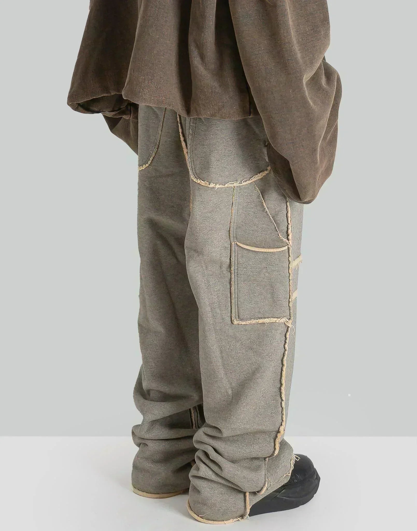SANKUANZ - WIDE LEG WASHED RAW EDGE SWEATPANTS - 082plus