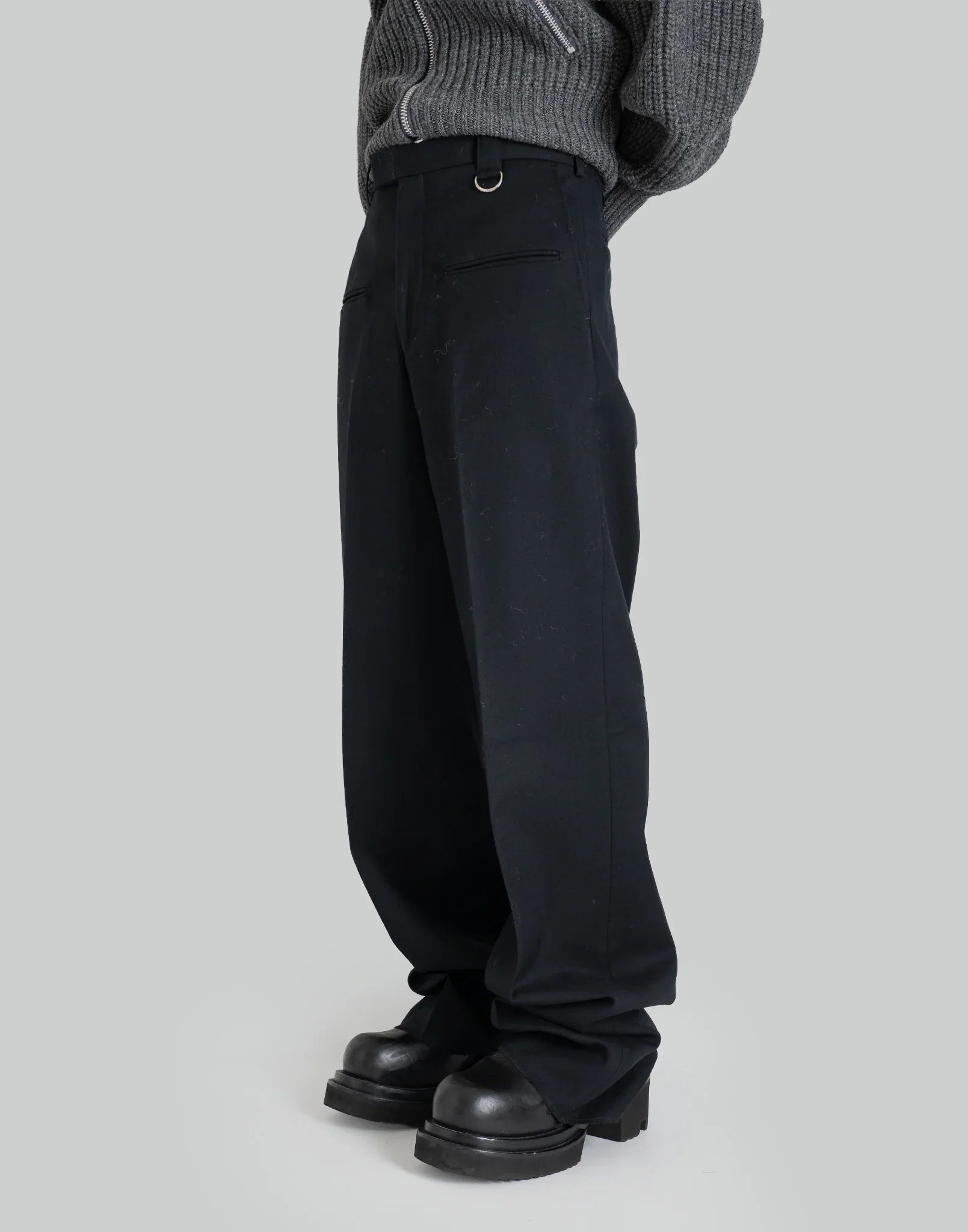 JOHN LAWRENCE SULLIVAN - WOOL BARATHEA WIDE TROUSERS - 082plus