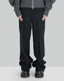 JOHN LAWRENCE SULLIVAN - WOOL BARATHEA WIDE TROUSERS - 082plus