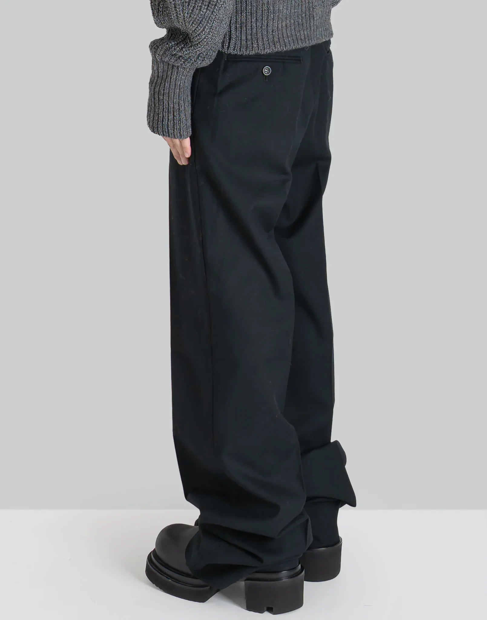 JOHN LAWRENCE SULLIVAN - WOOL BARATHEA WIDE TROUSERS - 082plus