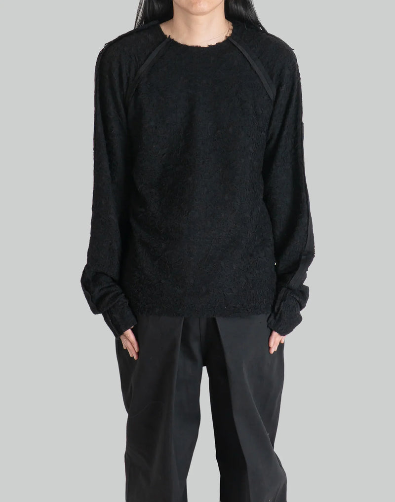 JOHN LAWRENCE SULLIVAN - WOOL JACQUARD CUT-OUT CREW NECK TOP - 082plus