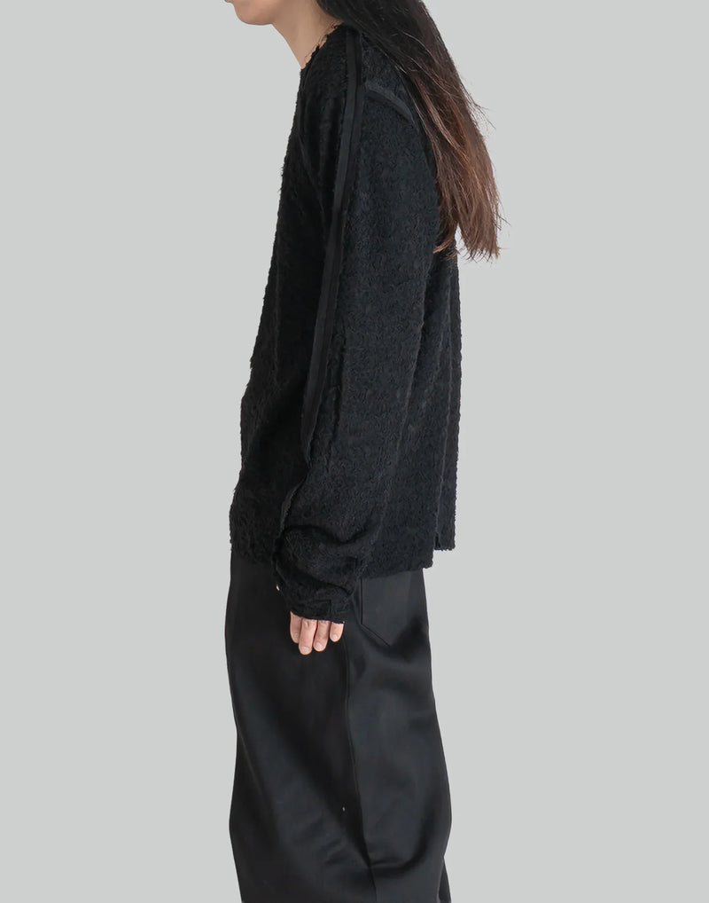 JOHN LAWRENCE SULLIVAN - WOOL JACQUARD CUT-OUT CREW NECK TOP - 082plus