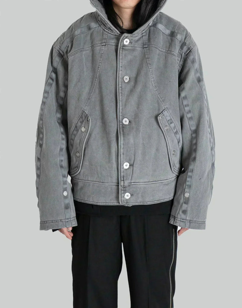 C2H4 - Cold-dye Military Stagger Stripe Quilted Jacket - 082plus