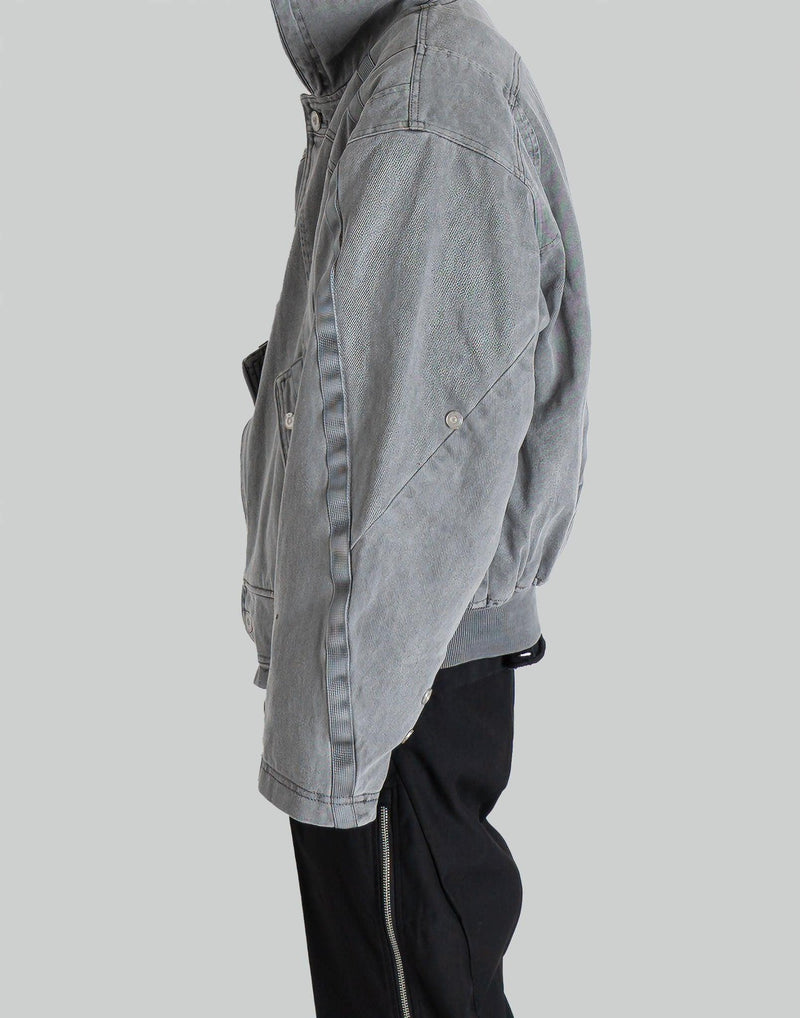 C2H4 - Cold-dye Military Stagger Stripe Quilted Jacket - 082plus