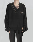 DISTRESSED KNIT LAYERED SWEATER