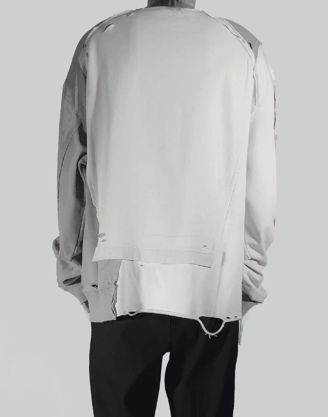 C2H4 - DISTRESSED PANELLED VAGRANT CREWNECK - 082plus