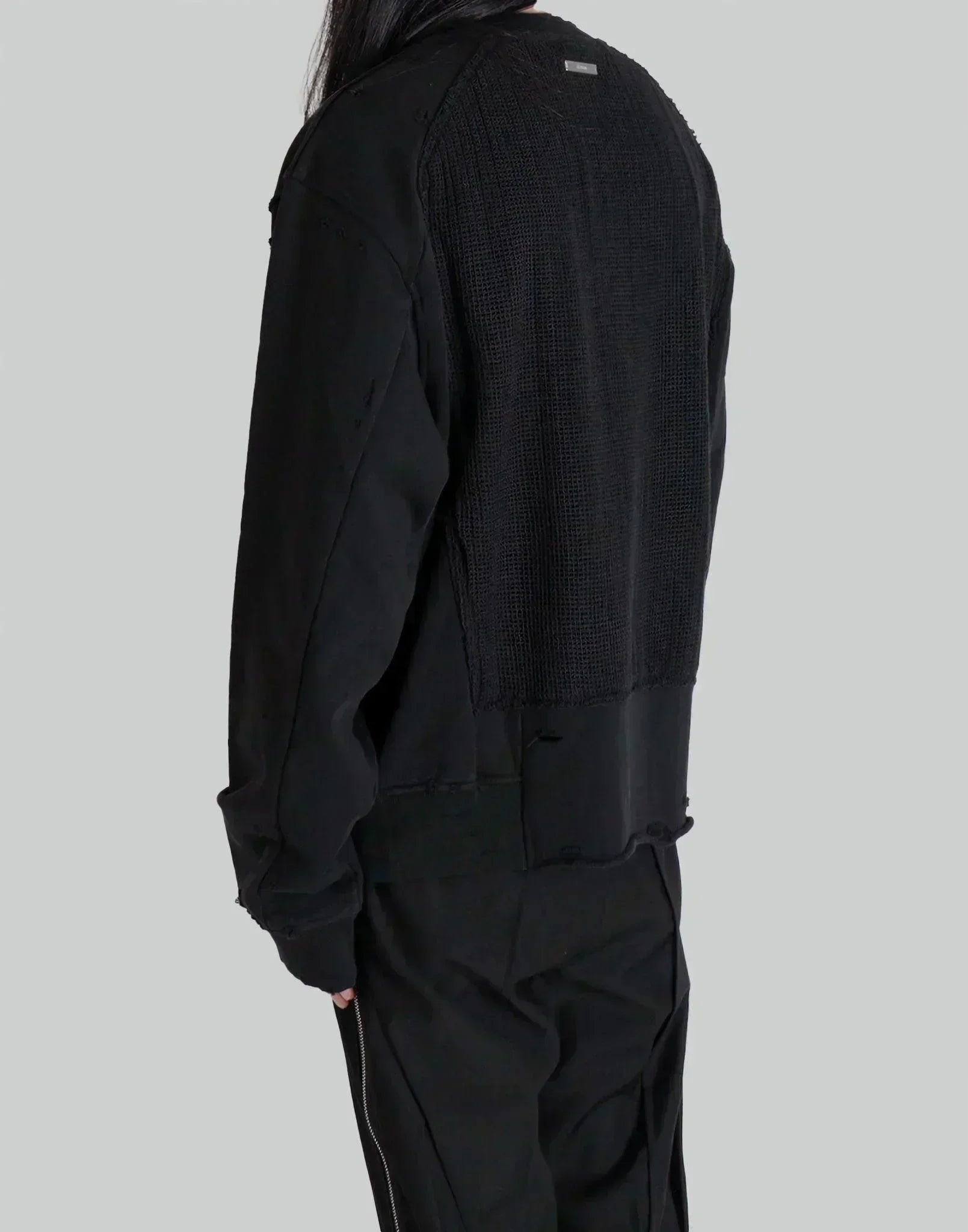 C2H4 - Distressed Panelled Vagrant Crewneck - 082plus