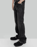 C2H4 - “Future Yacht Club” STAGGER STREAMLINE ARCH RAW EDGE JEANS - 082plus