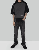 C2H4 - “Future Yacht Club” STAGGER STREAMLINE ARCH RAW EDGE JEANS - 082plus
