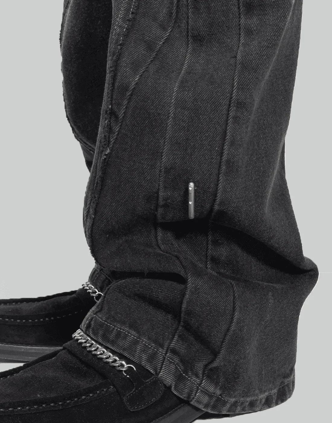 C2H4 - “Future Yacht Club” STAGGER STREAMLINE ARCH RAW EDGE JEANS - 082plus