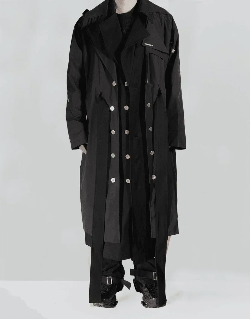C2H4 - LAYERED SCULPTURE FORM TECH-TRENCH COAT - 082plus