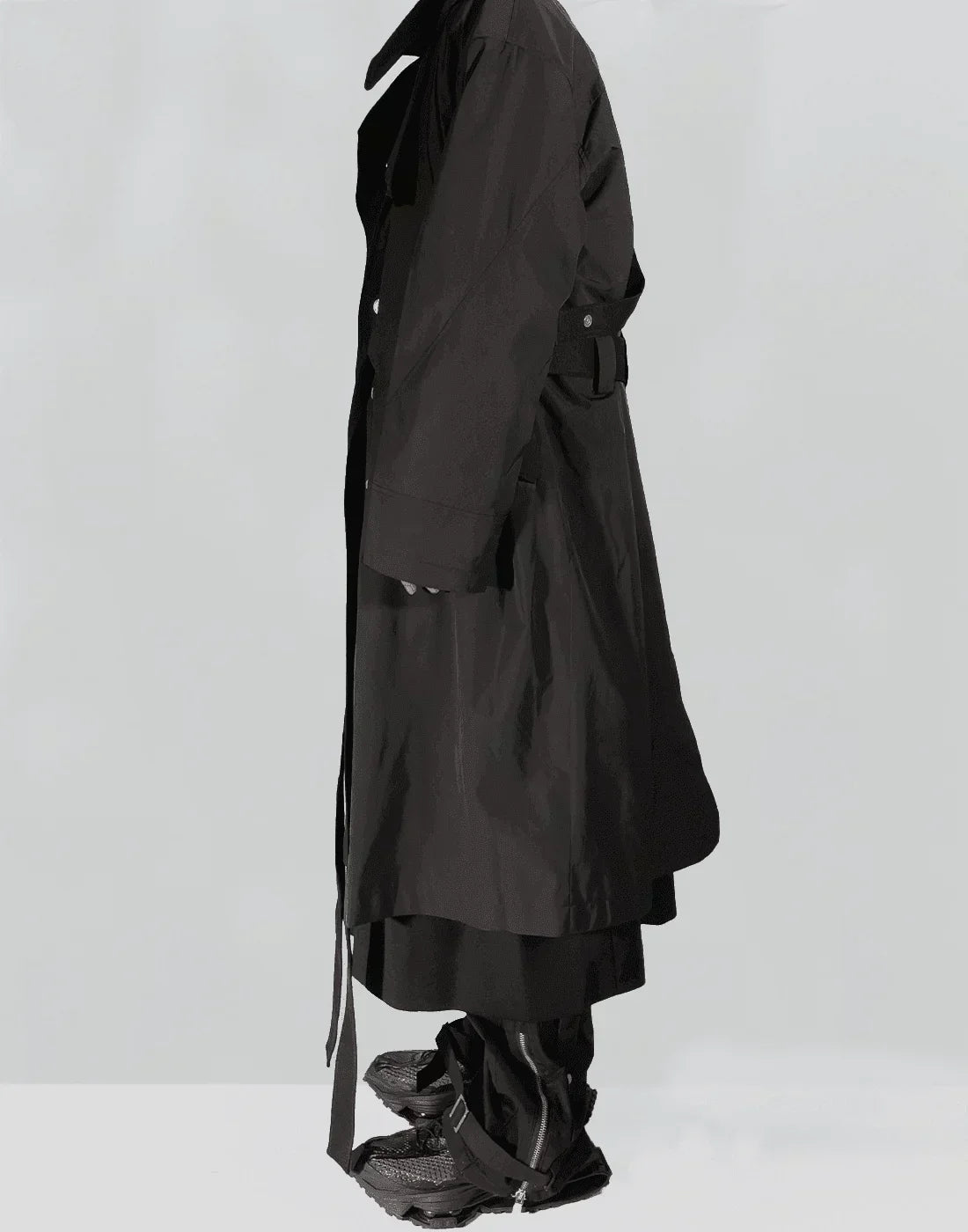 C2H4 - LAYERED SCULPTURE FORM TECH-TRENCH COAT - 082plus