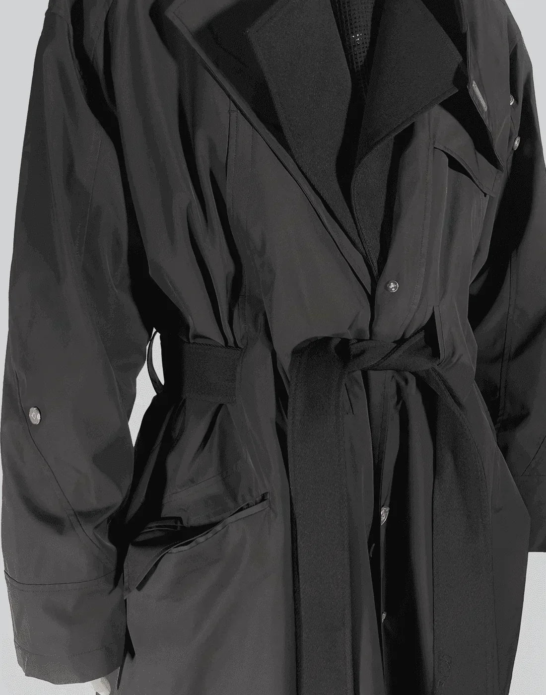 C2H4 - LAYERED SCULPTURE FORM TECH-TRENCH COAT - 082plus