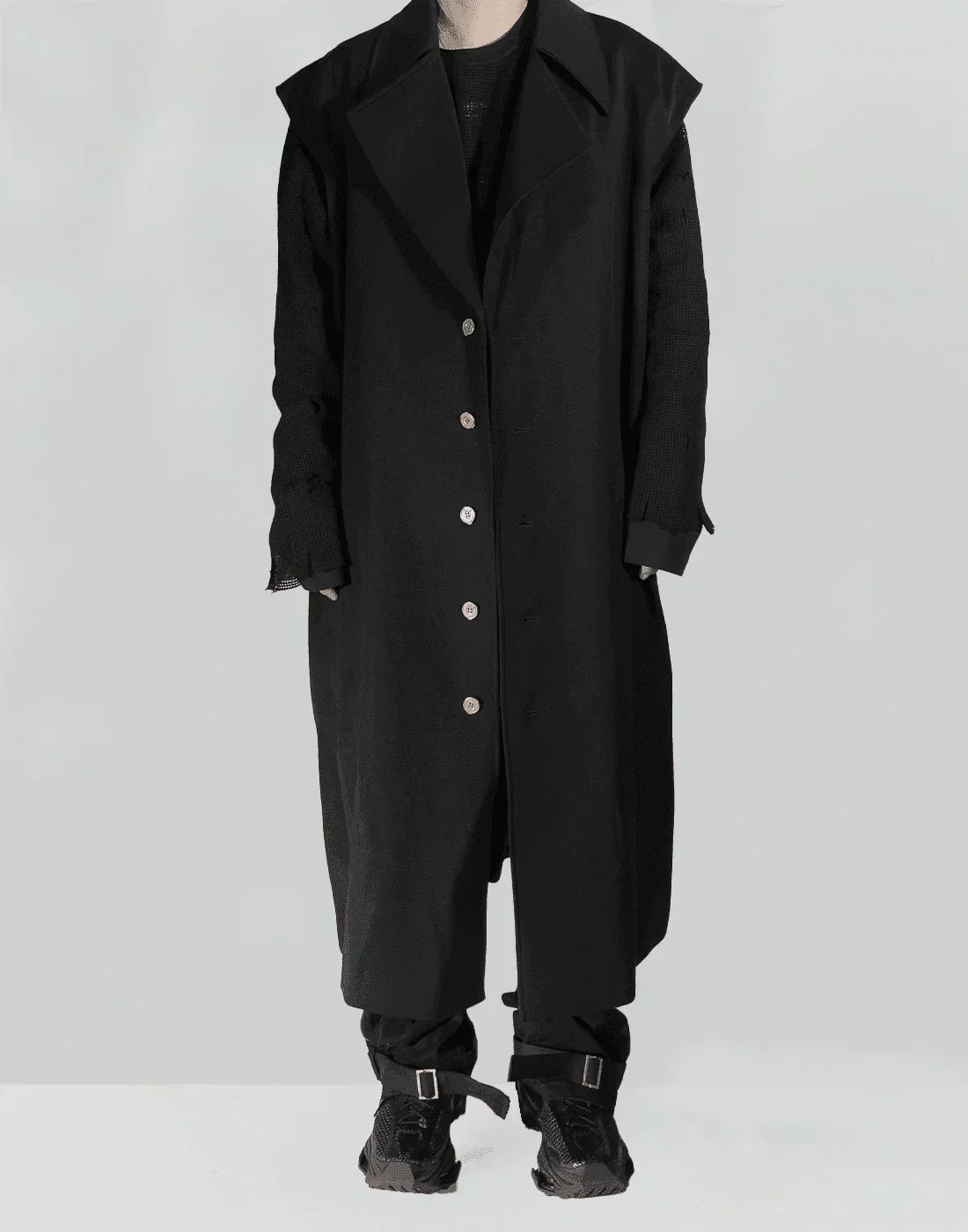 C2H4 - LAYERED SCULPTURE FORM TECH-TRENCH COAT - 082plus