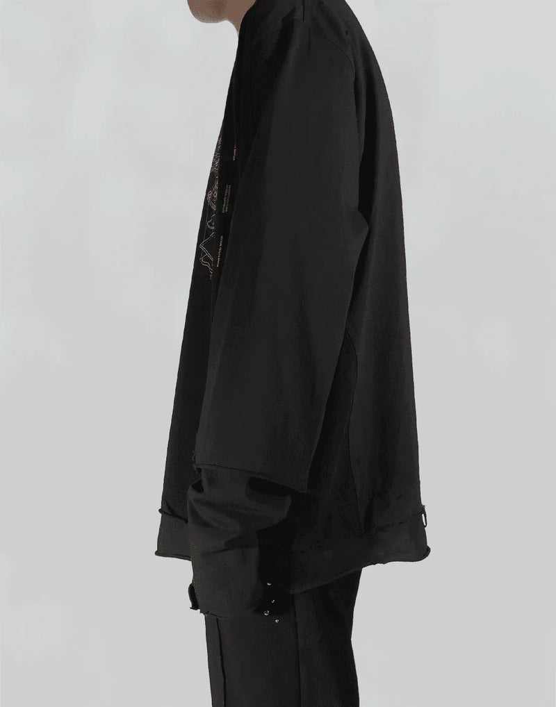 C2H4 - PANELLED DISTRESSED DOUBLE LAYER LONG-SLEEVE T - 082plus