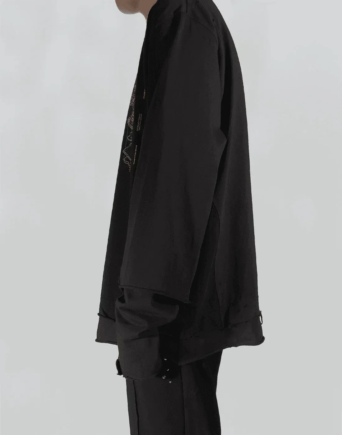 C2H4 - PANELLED DISTRESSED DOUBLE LAYER LONG-SLEEVE T - 082plus