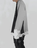 C2H4 - PANELLED DISTRESSED DOUBLE LAYER LONG-SLEEVE T - 082plus