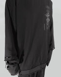 C2H4 - PANELLED DISTRESSED DOUBLE LAYER LONG-SLEEVE T - 082plus