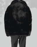 C2H4 - “PLANET OF POETS“ HANDPRINT FAUX FUR COAT - 082plus