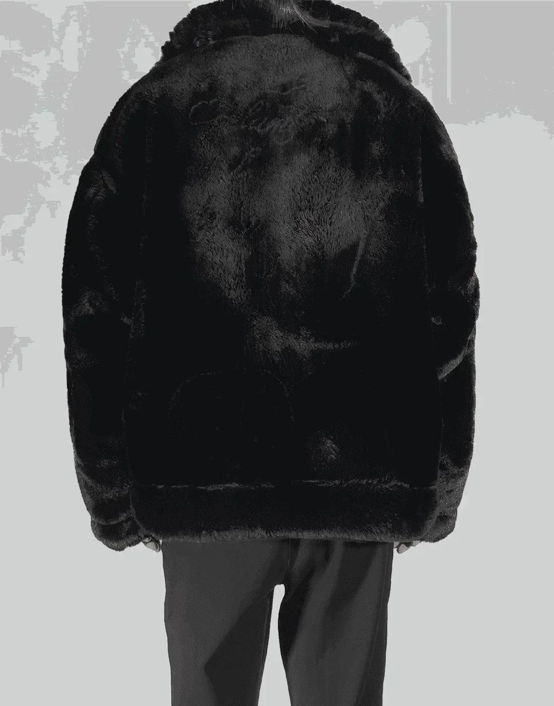 C2H4 - “PLANET OF POETS“ HANDPRINT FAUX FUR COAT - 082plus