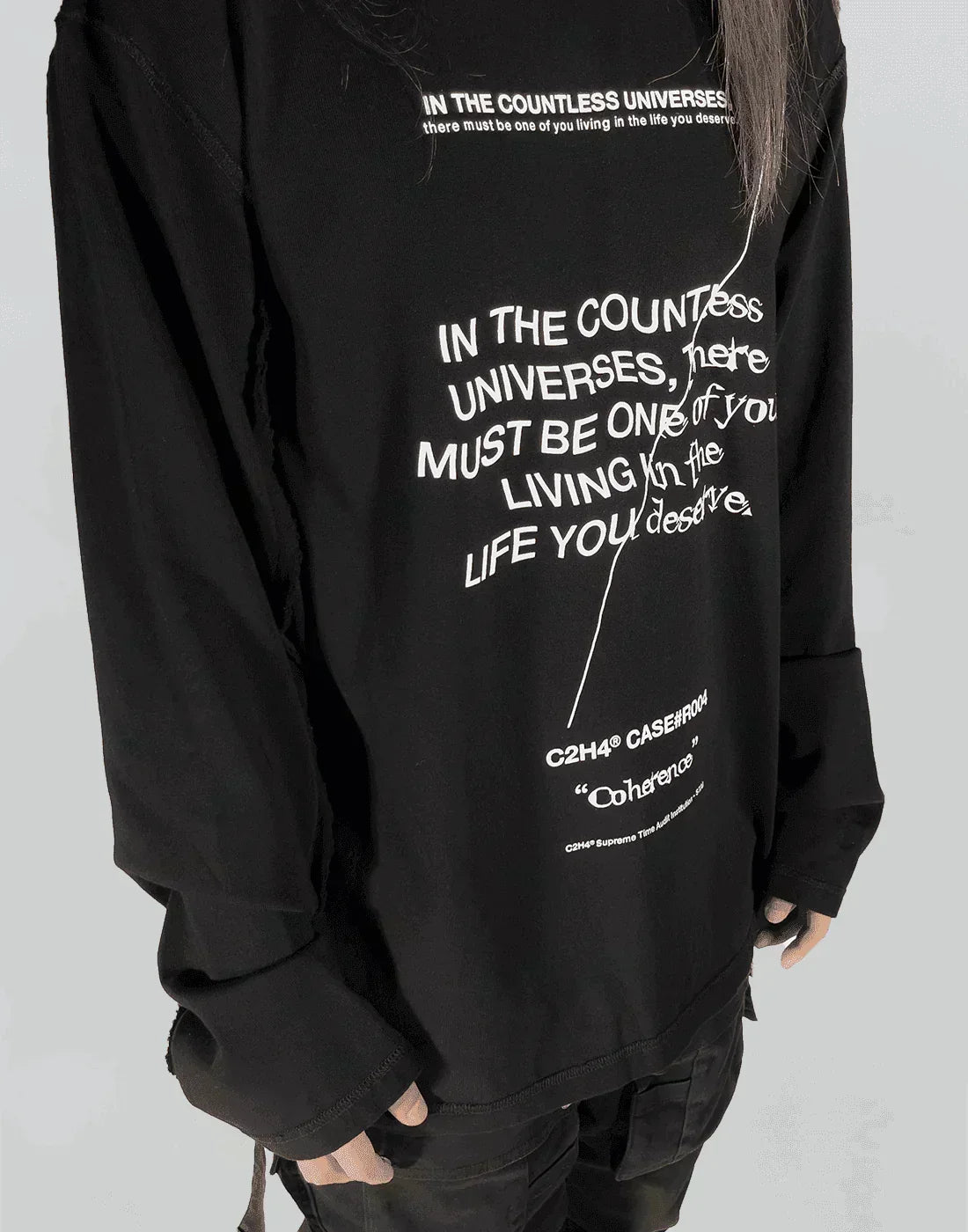 C2H4 - “PROVERB” RAW EDGE LONG SLEEVE T-SHIRT - 082plus