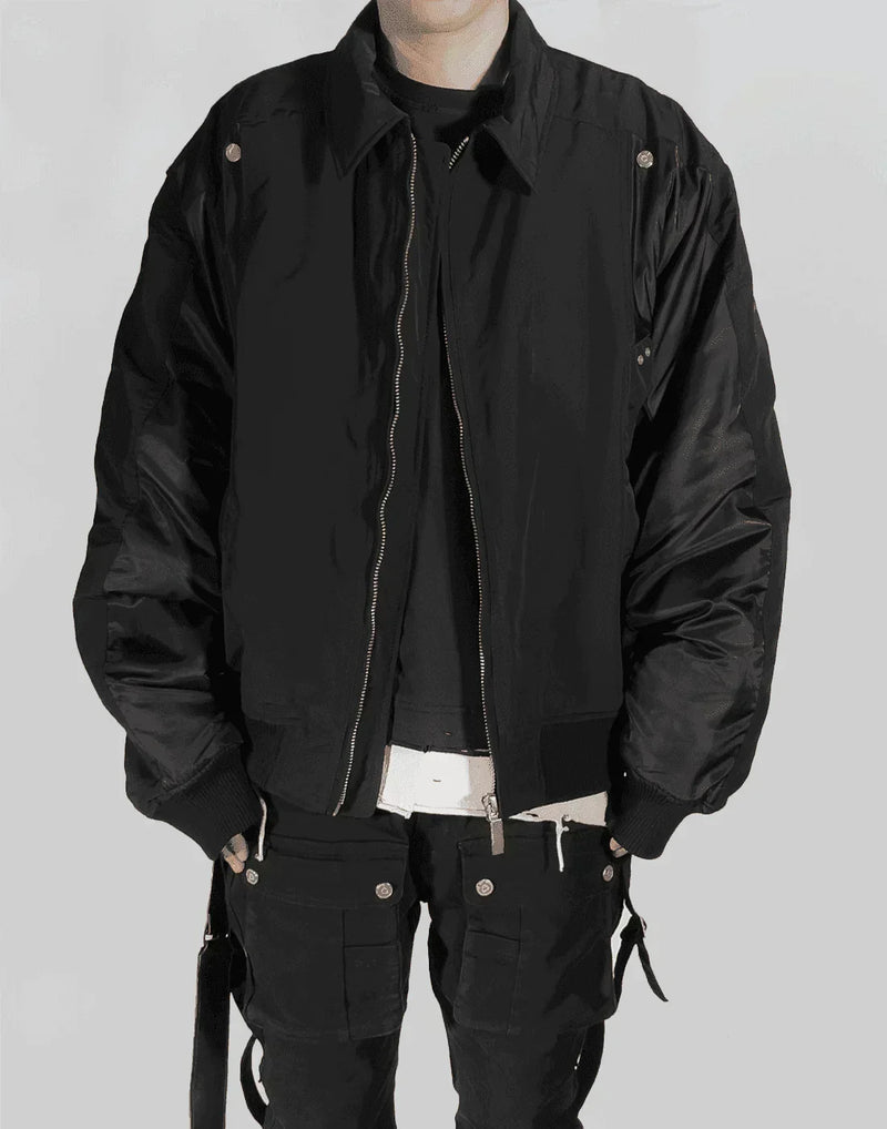 C2H4 - QUILTED INTERVEIN LAYERED BOMBER JACKET - 082plus