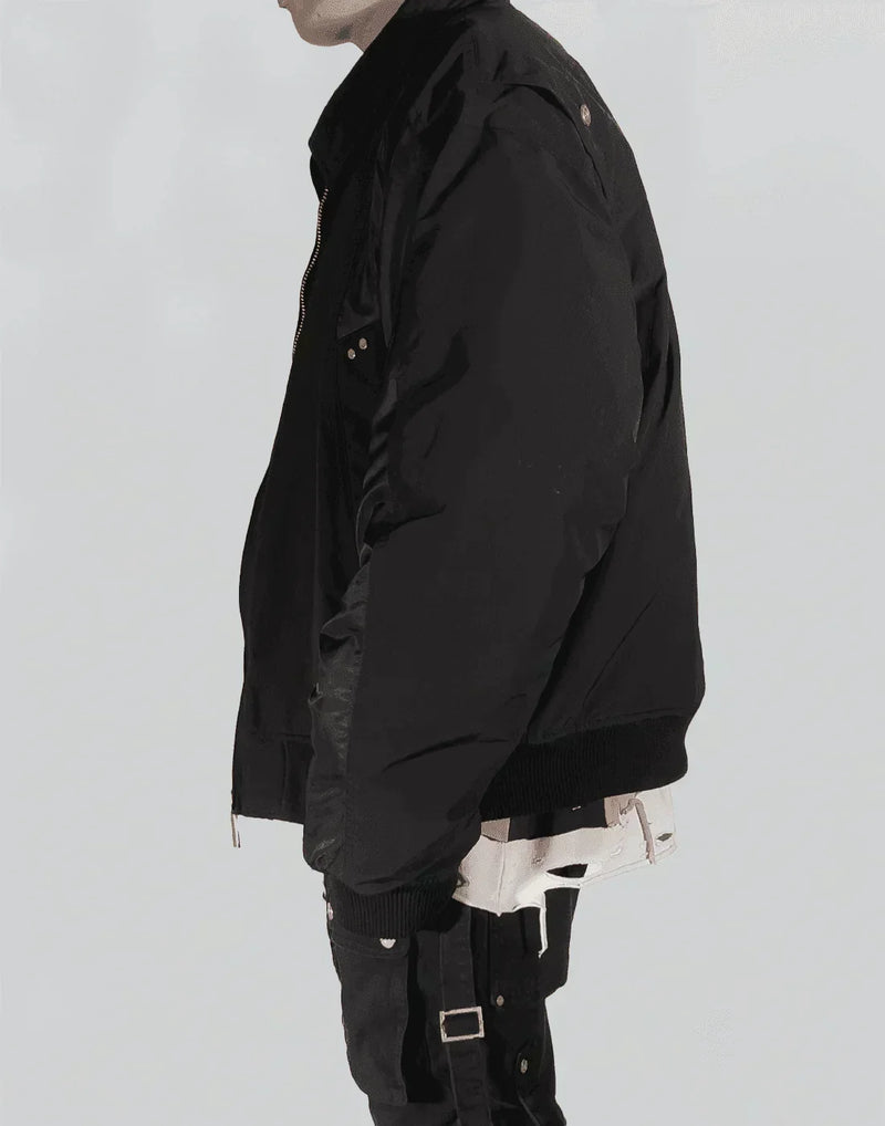 C2H4 - QUILTED INTERVEIN LAYERED BOMBER JACKET - 082plus