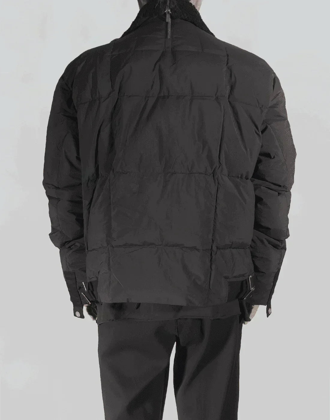 C2H4 - SHEARLING COLLAR STRIPE DOWN JACKET - 082plus