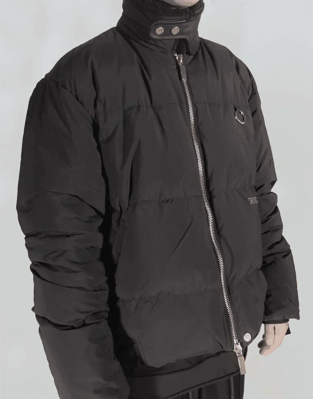 C2H4 - SHEARLING COLLAR STRIPE DOWN JACKET - 082plus