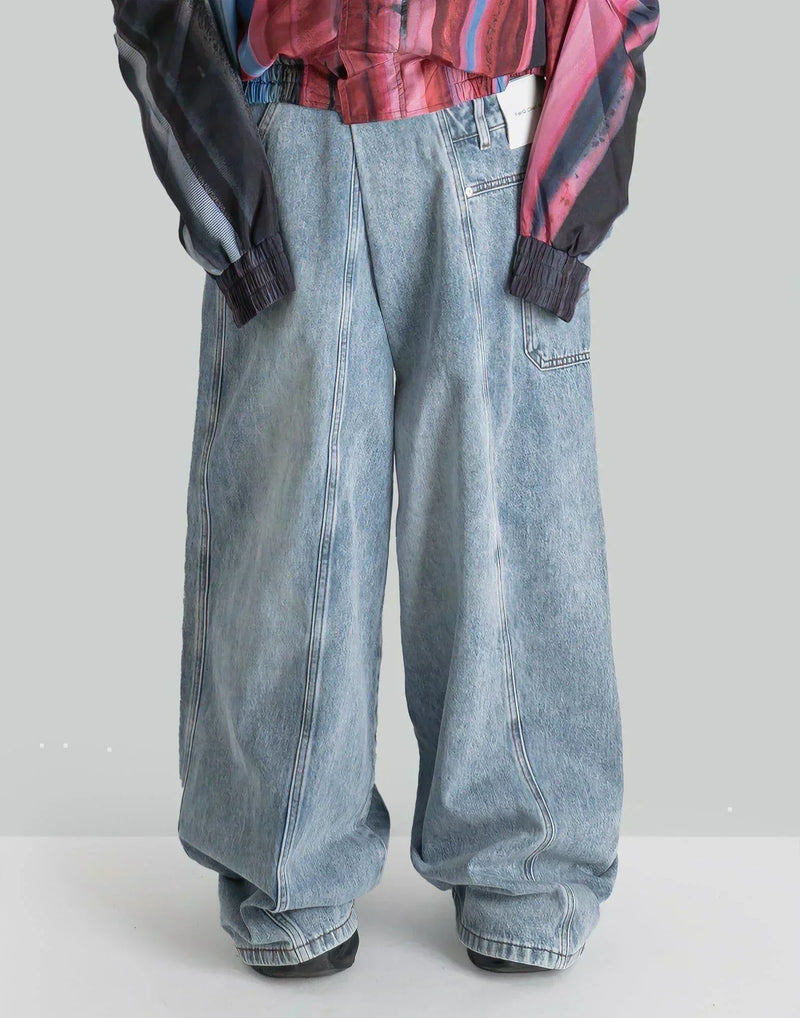 FENG CHEN WANG - ASYMETRIC WIDE LEG JEANS WITH PANEL REMAKE - 082plus