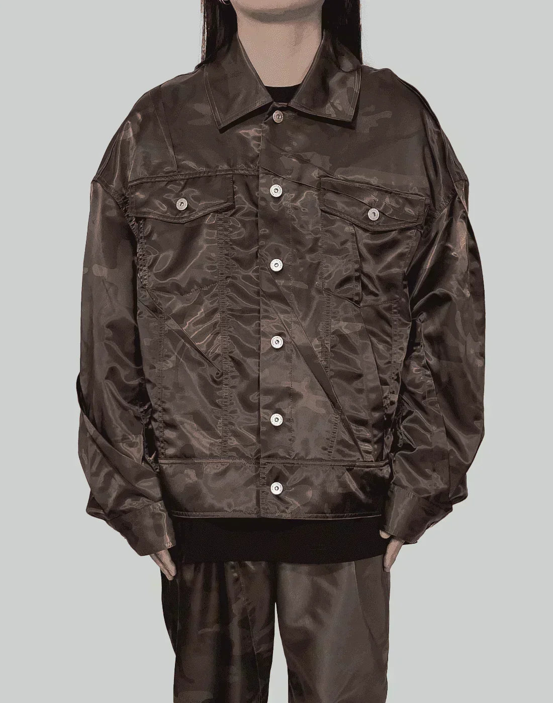 FENG CHEN WANG - CAMOUFLAGE PLEATED JACKET - 082plus