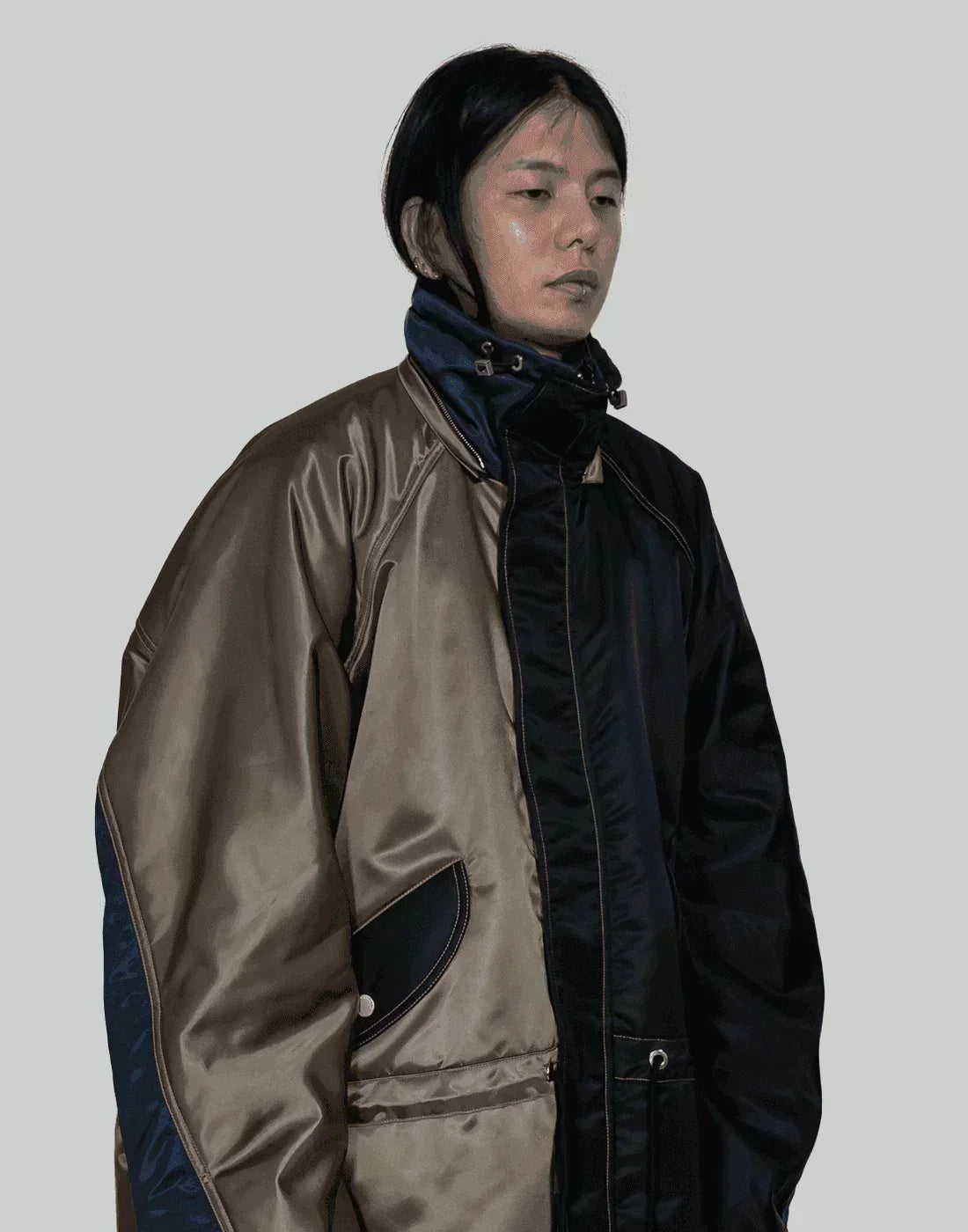 FENG CHEN WANG - CONTRAST COLOUR HOODED COAT - 082plus