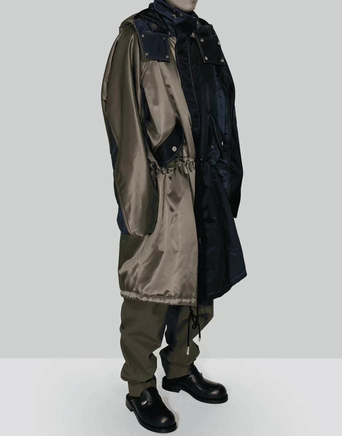 FENG CHEN WANG - CONTRAST COLOUR HOODED COAT - 082plus