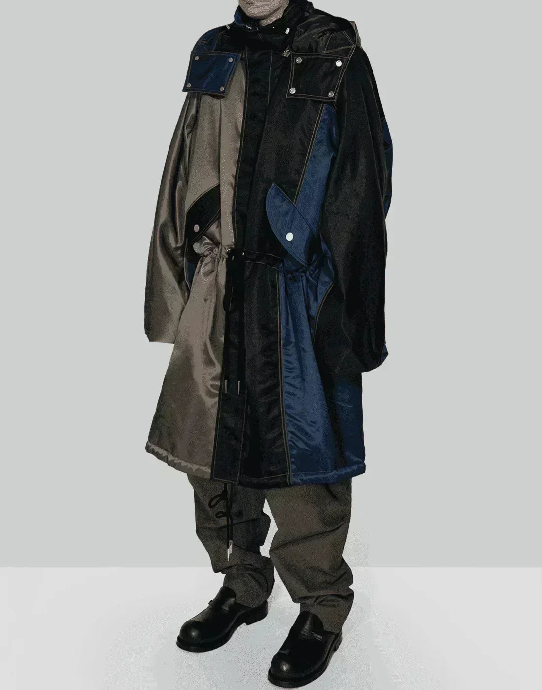 FENG CHEN WANG - CONTRAST COLOUR HOODED COAT - 082plus