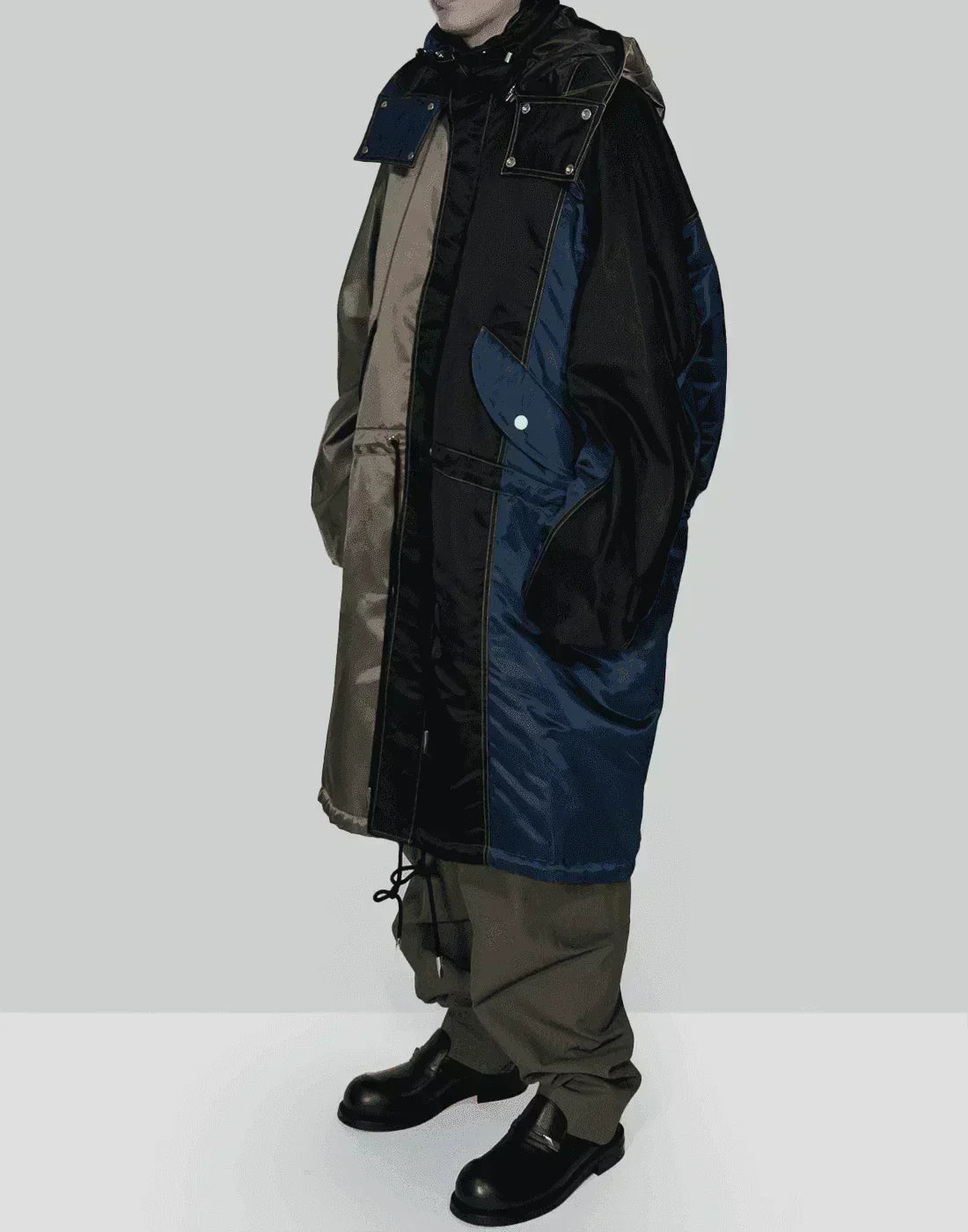 FENG CHEN WANG - CONTRAST COLOUR HOODED COAT - 082plus