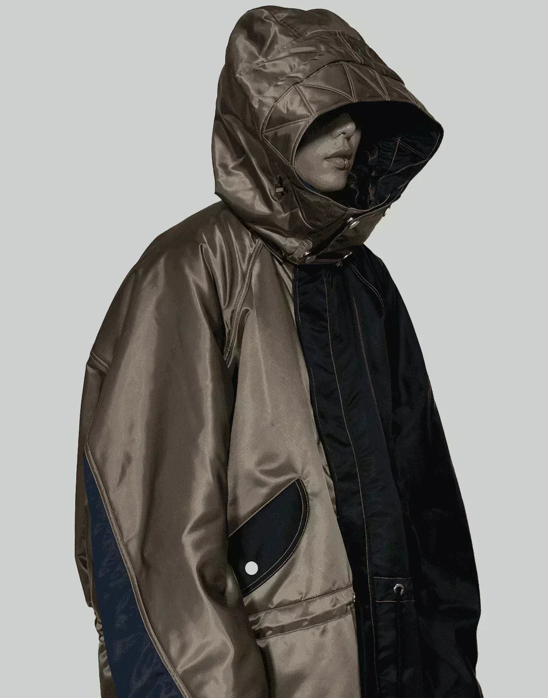 FENG CHEN WANG - CONTRAST COLOUR HOODED COAT - 082plus