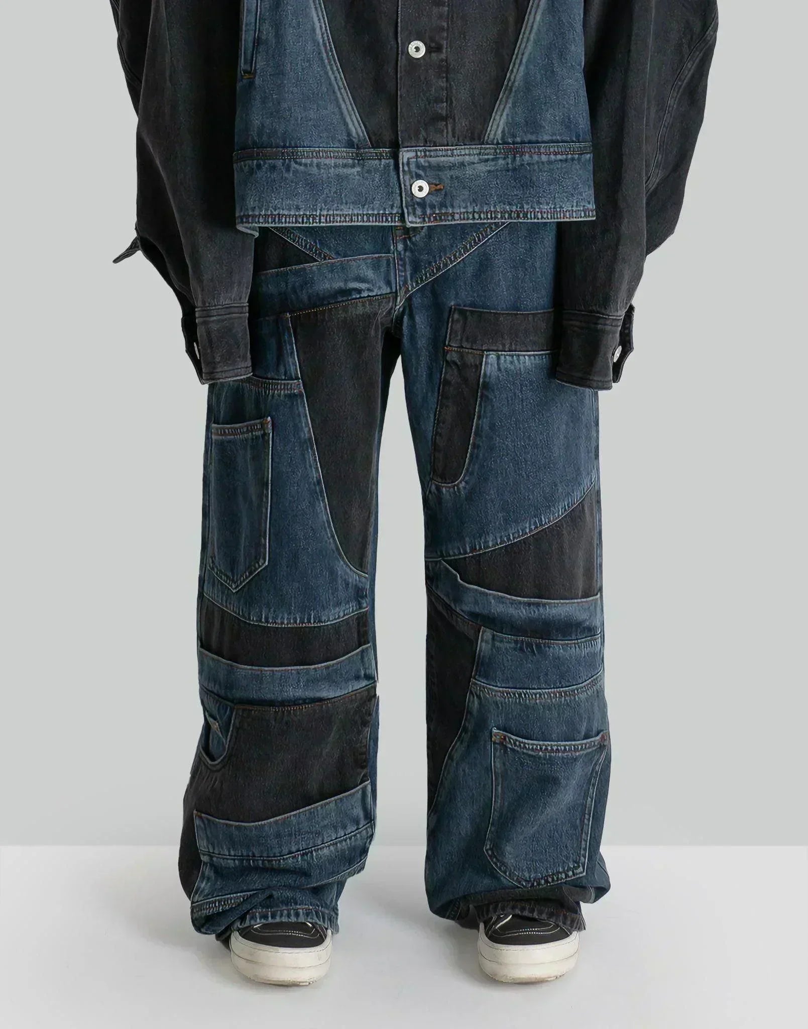 FENG CHEN WANG - DECONSTRCTED DENIM TROUSERS - 082plus