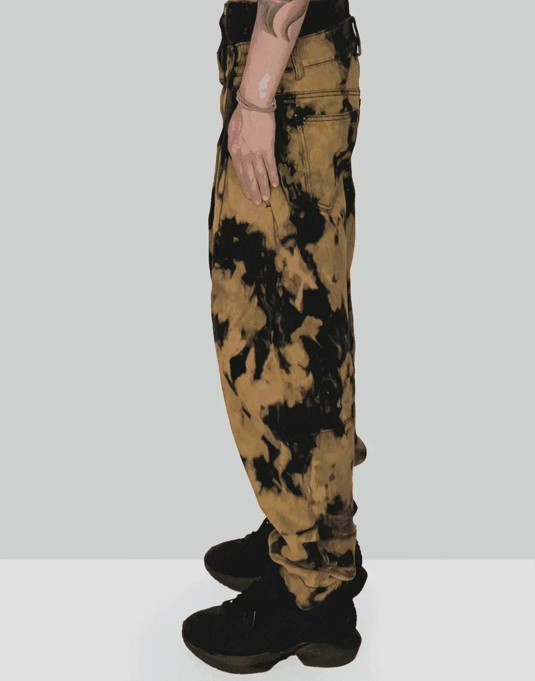 FENG CHEN WANG - DENIM TIE DYE DOUBLE WAISTBAND JEANS - 082plus